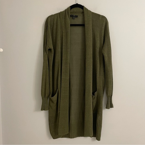 J. Crew Sweaters - J.Crew Olive Green Linen Cardigan
